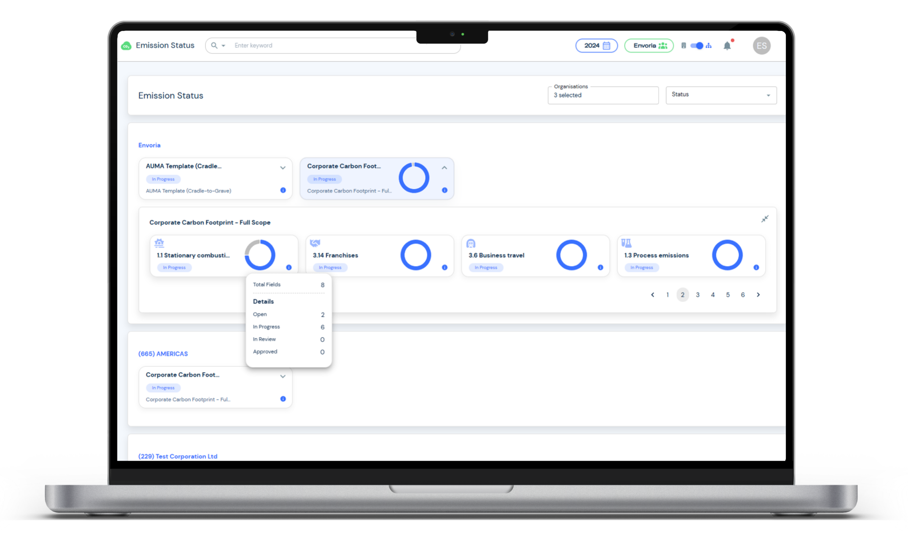 Envoria Emissions Management Status Dashboard