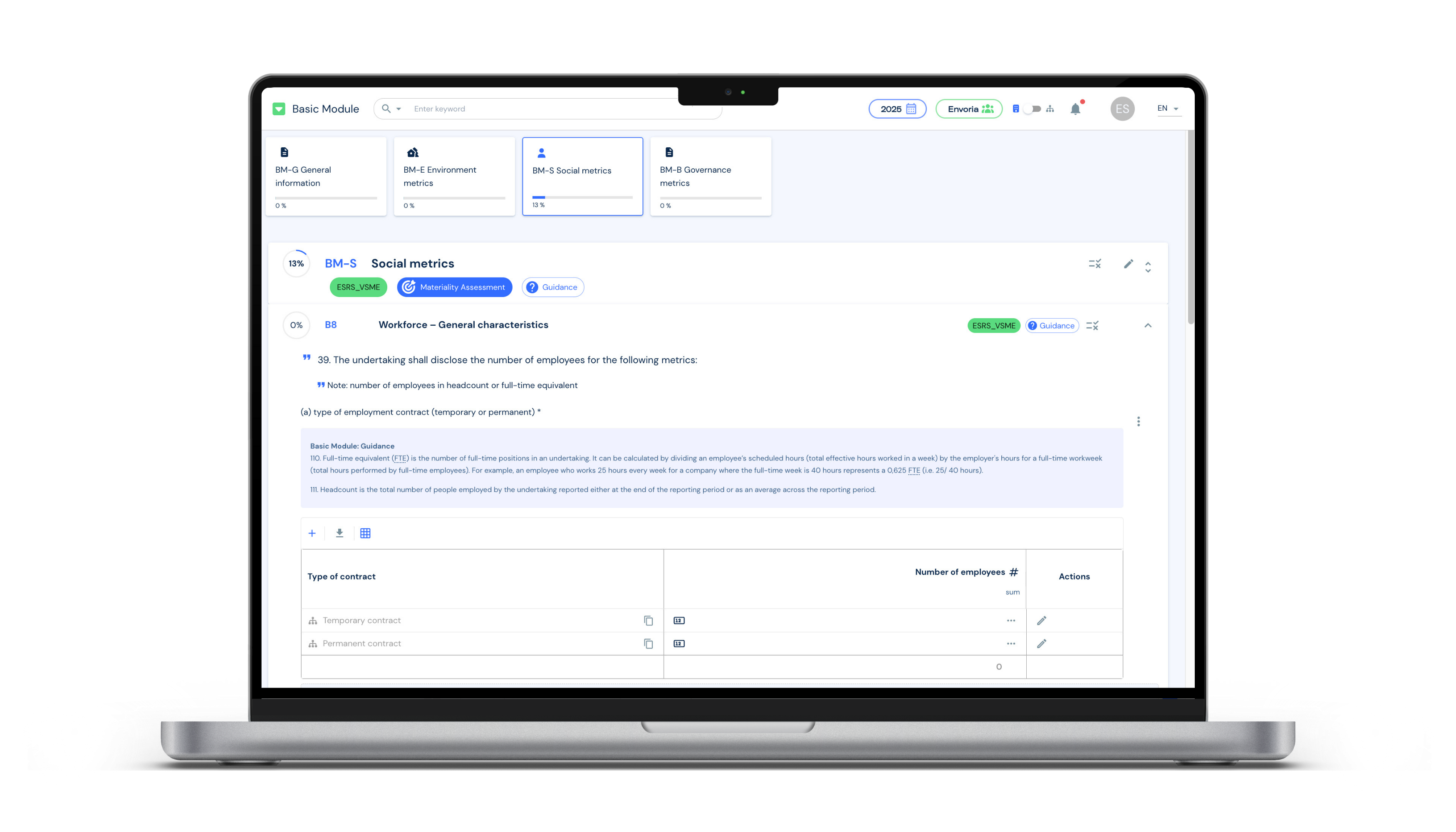 Envoria VSME Basic Module Screenshot